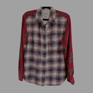 American Eagle Women's Plaid Flannel Button Up Two-tone Red Blue White Small